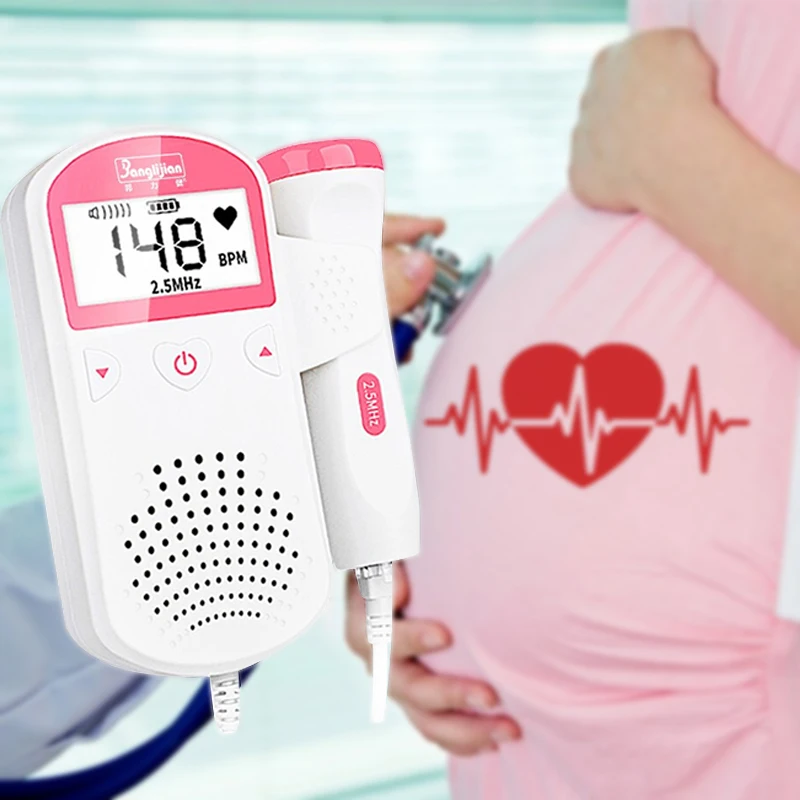 2.5MHz Doppler Fetal Heart Rate Monitor Home Pregnancy Baby Heartbeat Fetal Sound Rate Detector LCD Display No Radiation Doppler