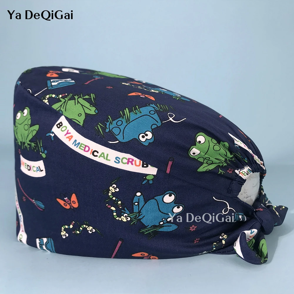 

Breathable cotton unisex high quality nursing cap multicolor printing lab pet clinic scrub cap hospital Pet clinic cap wholesale