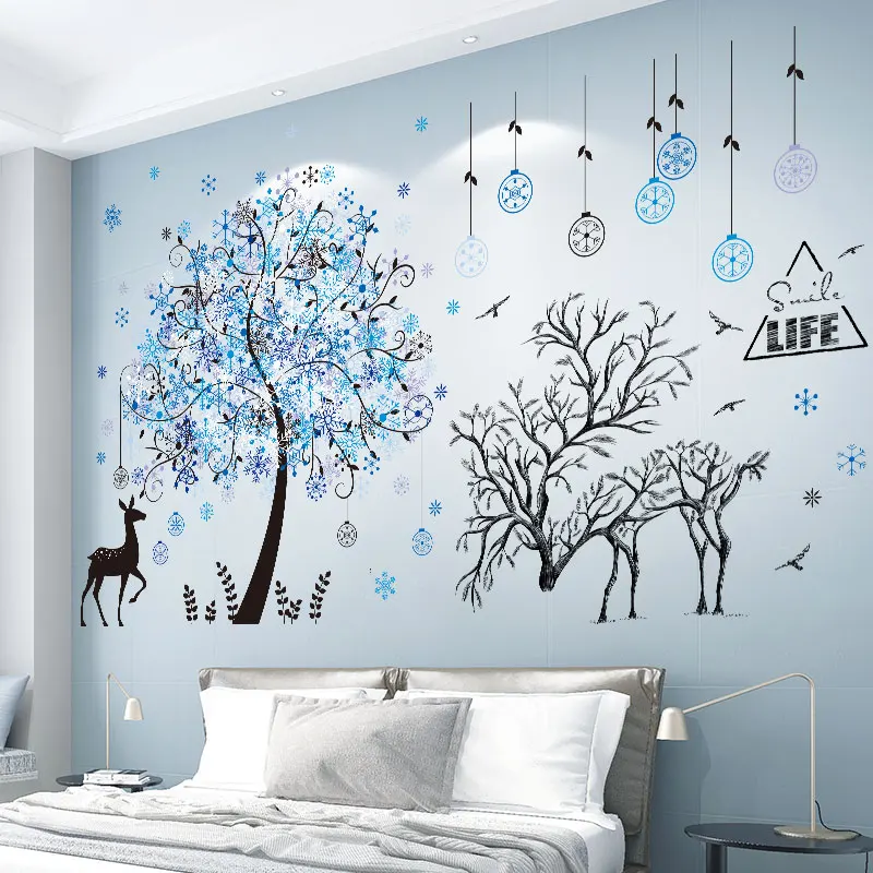 

Tree Branch Wall Sticker Vinyl DIY Deer Animal Snowflakes Murals Decals for Living Room Kids Bedroom Nursery Home Decoration