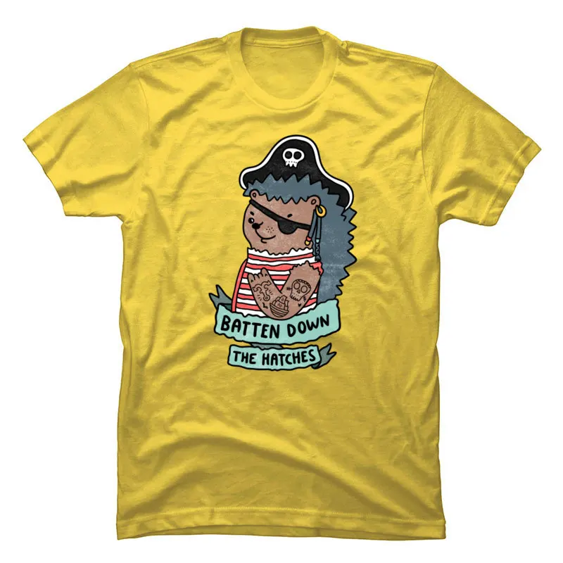 

Batten Down The Hatches Designer Men Tshirts Pirate Round Collar Pure Cotton Tops Shirts Funny Casual Tshirts