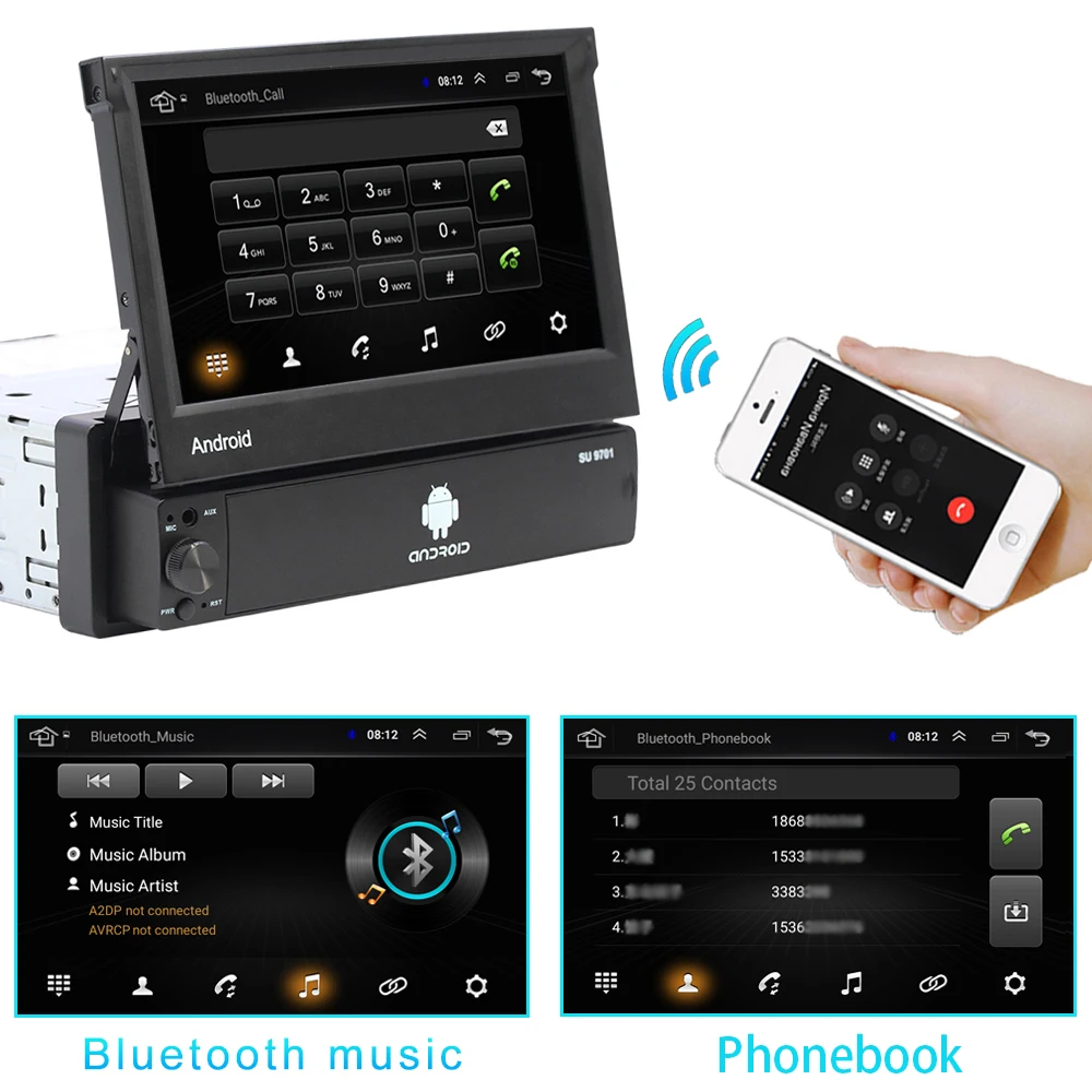 7 дюймов Android 8,1 автомобильный радиоприемник 1 Din MP5 плеер+ Wi-Fi, gps Bluetooth AM/FM карта Оффлайн мультимедиа Playercam