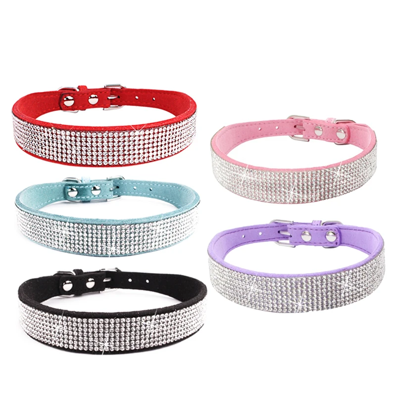 

Bling Rhinestone Puppy Cat Collars Adjustable Leather Bowknot Kitten Collar For Small Medium Dogs Cats Dropship