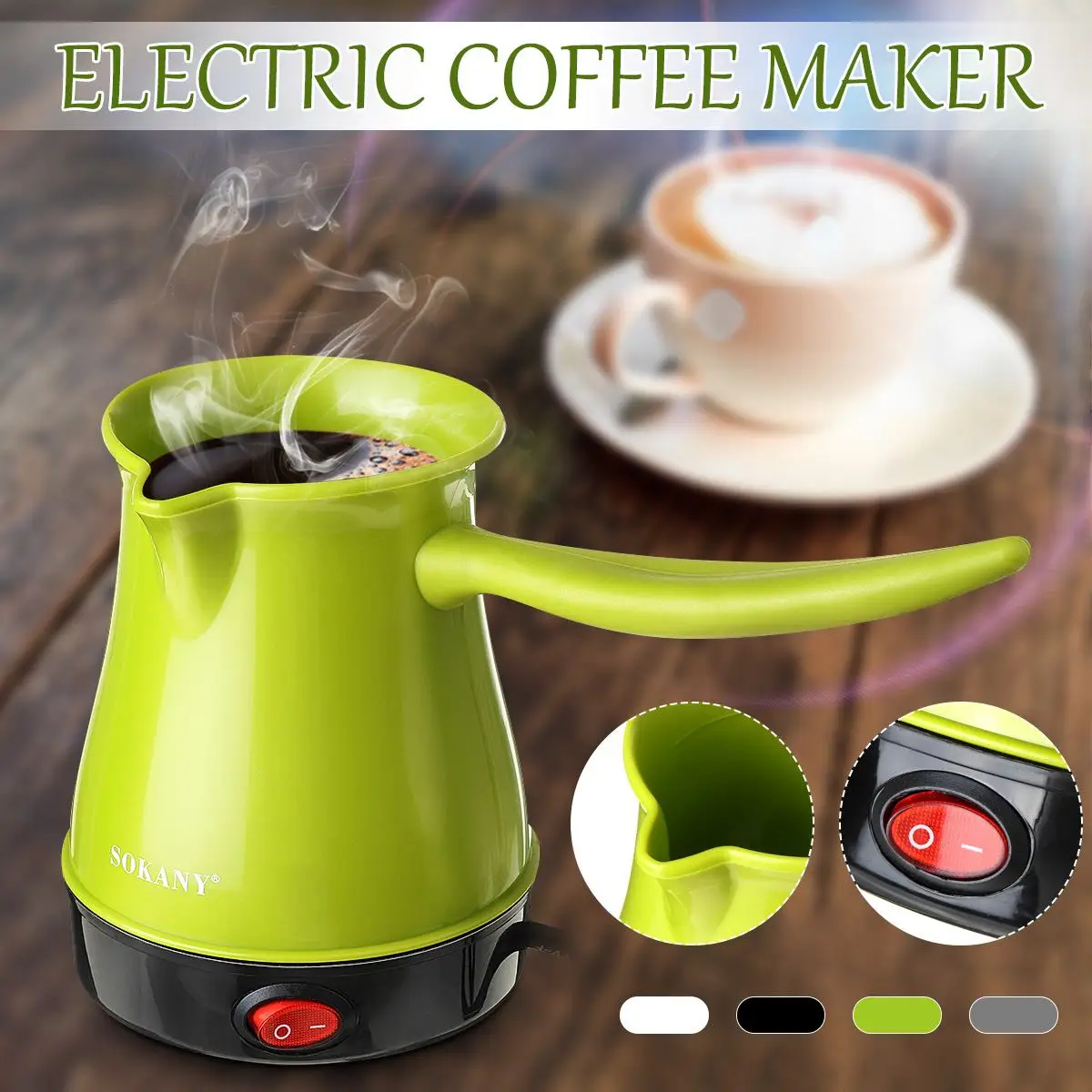

500ml Portable Coffee Maker Greek Turkish Espresso Percolator Machine Electric Moka Pot Fast and Heat Resistant Multifunction