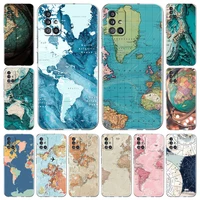 soft case for samsung galaxy a51 a71 a21s a31 a12 a32 a41 silicone shell m31 m51 a52 transparent phone cover world map travel