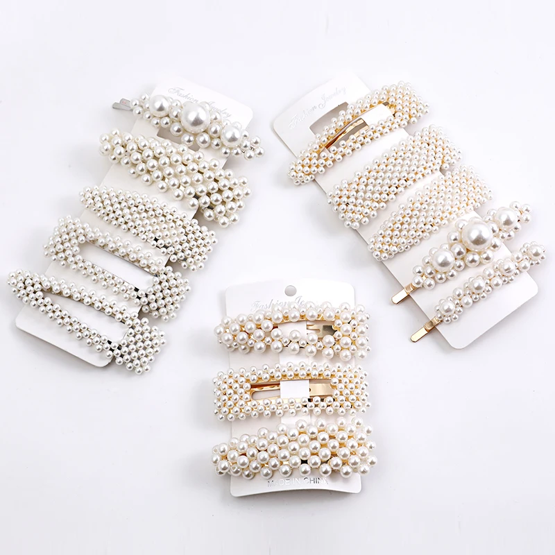 

5 Pieces Pearl Hairpin Women's Fashion Soft Pearl Hairpin Hair Stick Girl Hair Clip Hair Clip Set Hair Accessories Jewellery