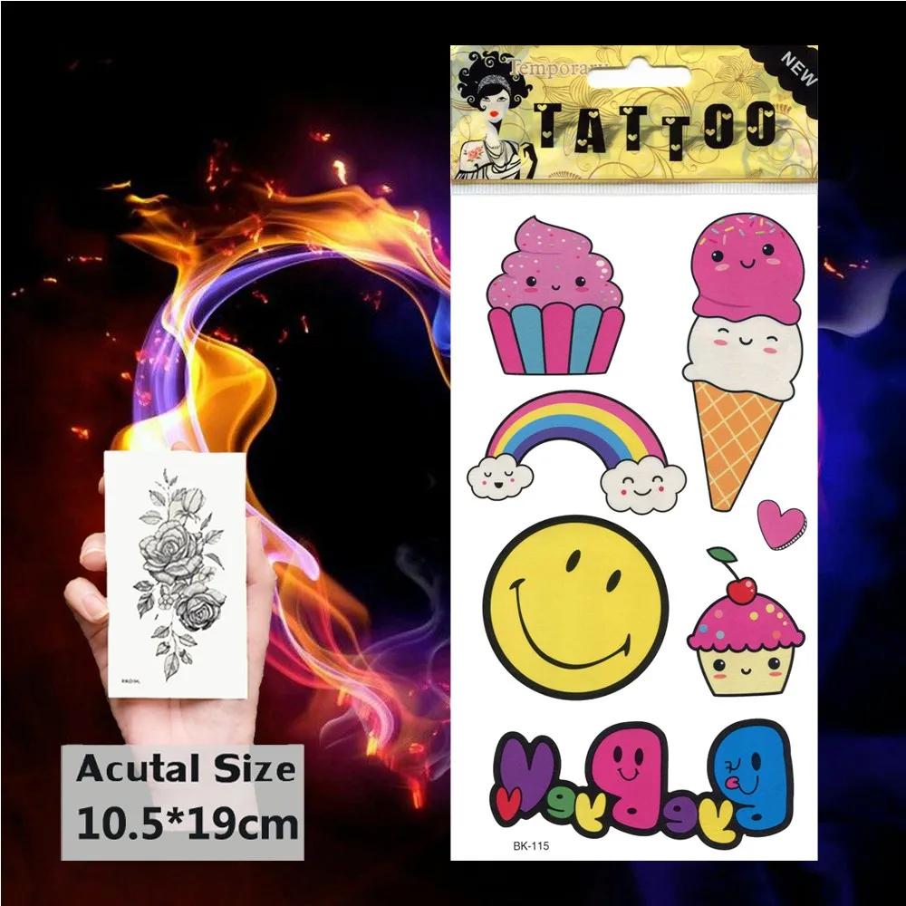 Временные тату с изображением мороженого радужные татуировки стикер со