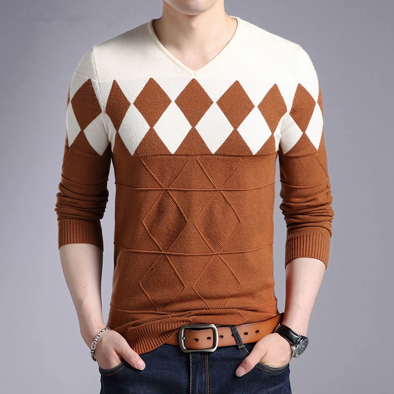 Кашемировый шерстяной свитер для мужчин 2019 Осень-зима приталенный пуловер с