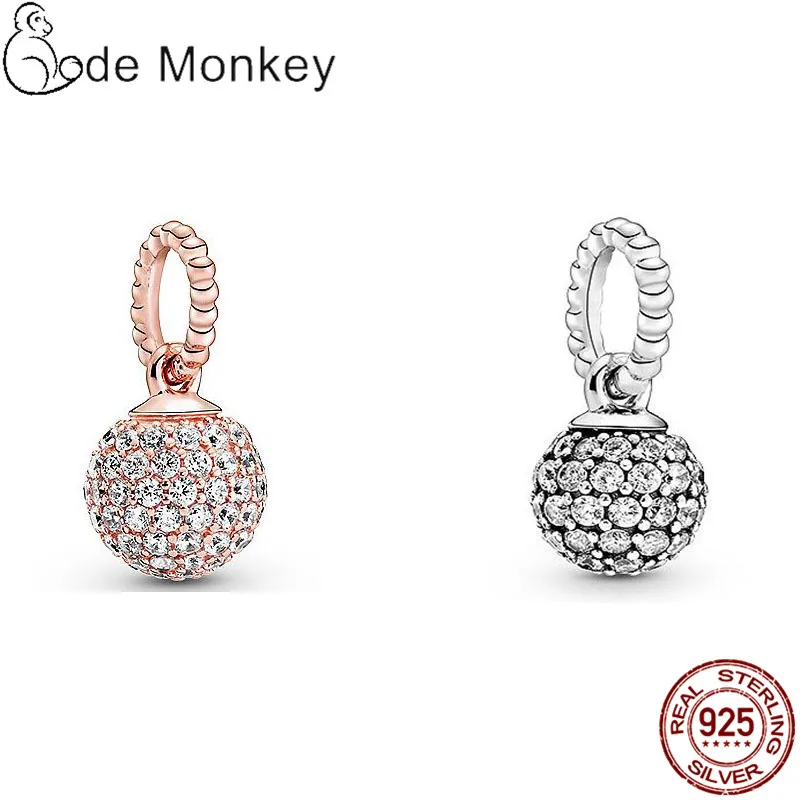 CodeMonkey Новый розовый Золотой и серебристый цвет прозрачный CZ Круглые бусины