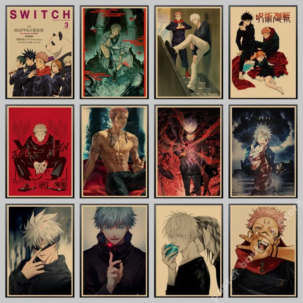 

Anime Jujutsu Kaisen Posters Kraft Paper Vintage Wall Art Painting Living Room Bar Cafe Anime Activity Decoration Pictures