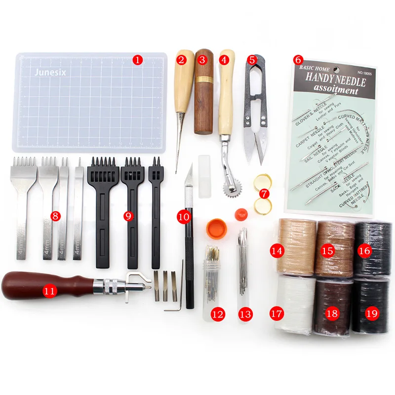 Набор инструментов для шитья и перфорации с кожаным ремеслом/коврик резки Awl игла