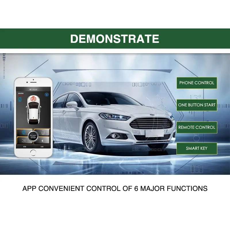 car alarm system remote start kit for central locking auto stop button signaling PKE keyless entry keychain | Автомобили и