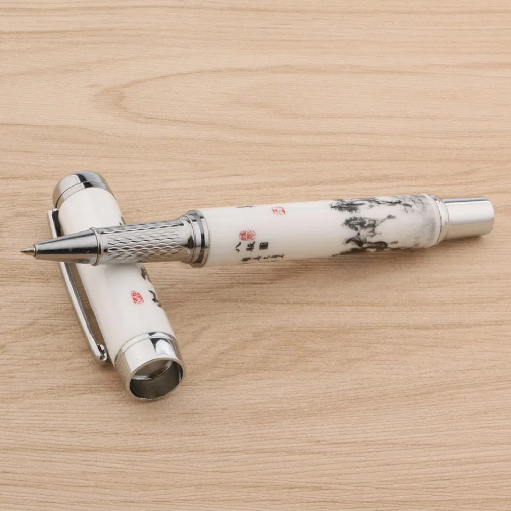 Высококачественный сине белый фарфор с лошадью для успеха китайский ролик