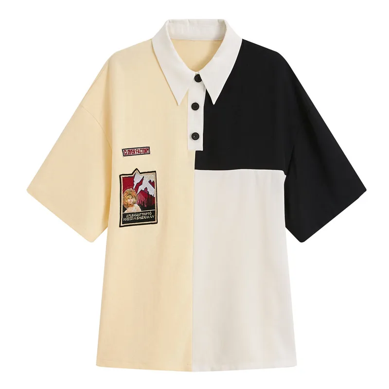 

2020 New Women T-shirts Casual Harajuku Patchwork Tops Tee Summer Female T shirt Short Sleeve T shirt For Women Clothing Y340