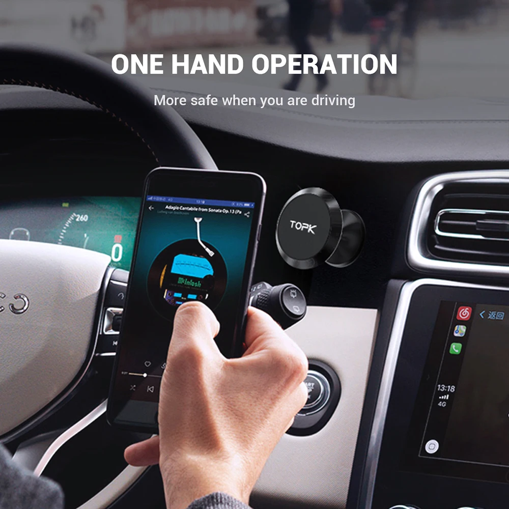 TOPK магнитный автомобильный держатель для телефона универсальная подставка на