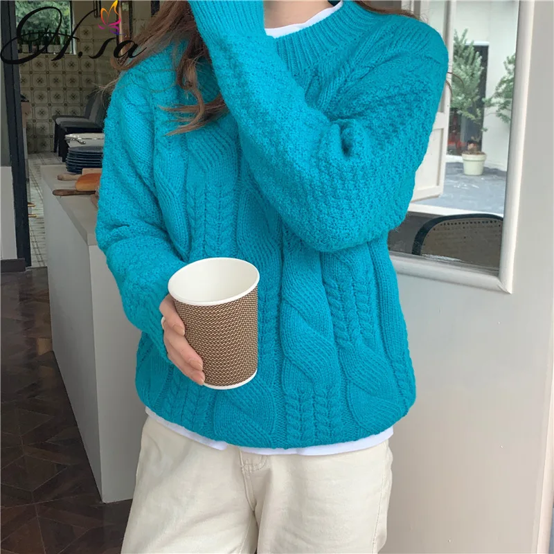 

Hsa 2021, толстый женский свитер с высоким воротом, с флисовой подкладкой, толстая Свободная верхняя одежда, свободный стиль, Осень-зима 2021, попу...