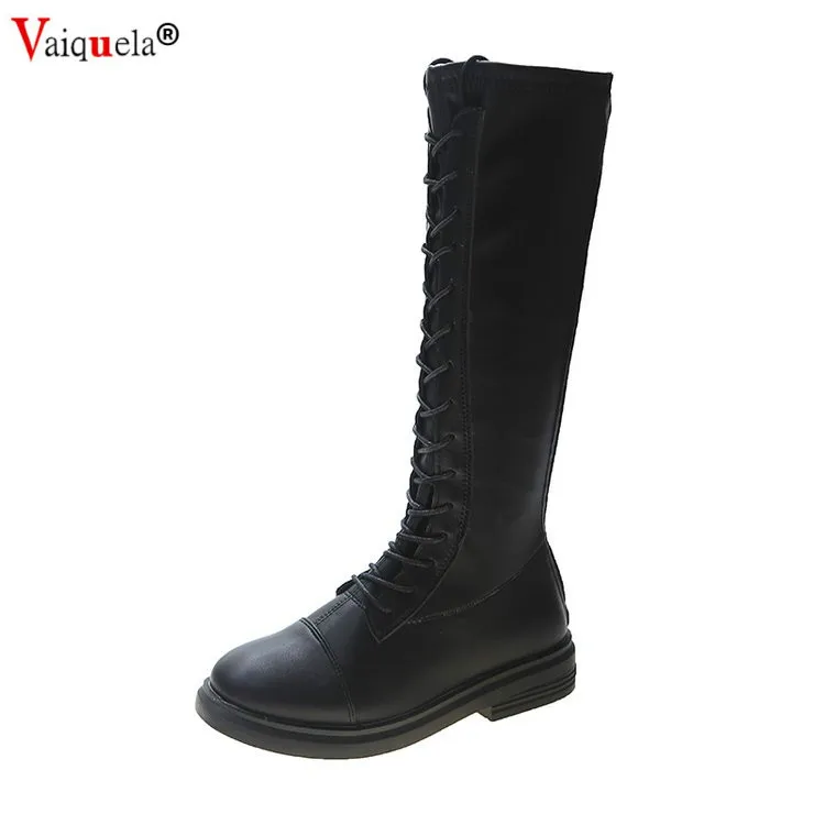 

Shoes Women Boots Round Toe Flats Black Leather Platform Boots for Woman Snow Boots Female Plush Botas Mujer Hembra