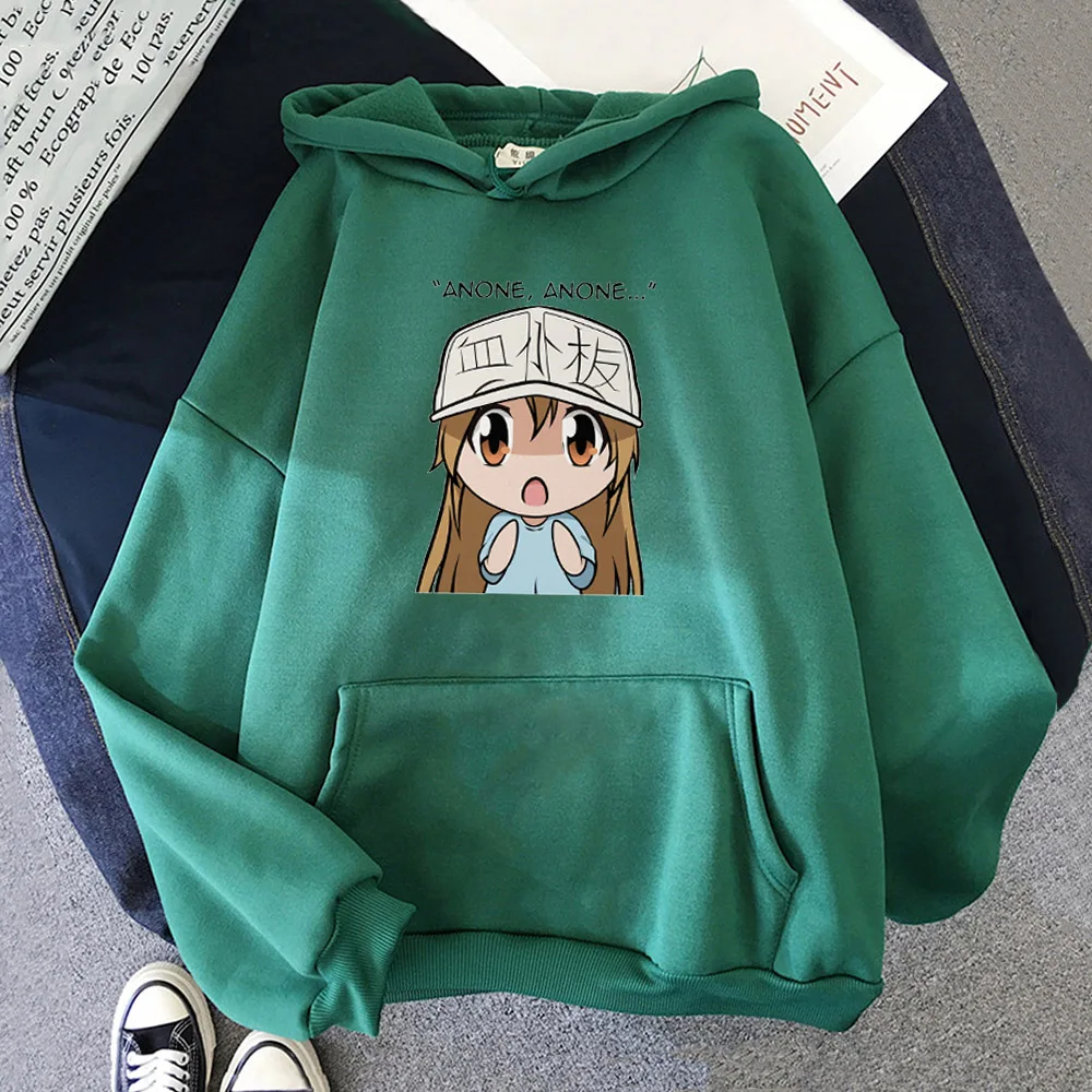 

New Anime Japan Cells at Work Hoodie Womens Men Cartoon Cells at Work Hataraku Saibou print Sweatshirts Kpop Clothing Girls Coat