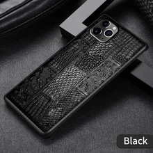 For Iphone 11 12 13 Pro Max Back Cover 7 8 Plus X Xs Xr 12 Mini  Crocodile Tail Texture Genuine Leather Cowhide Phone Case