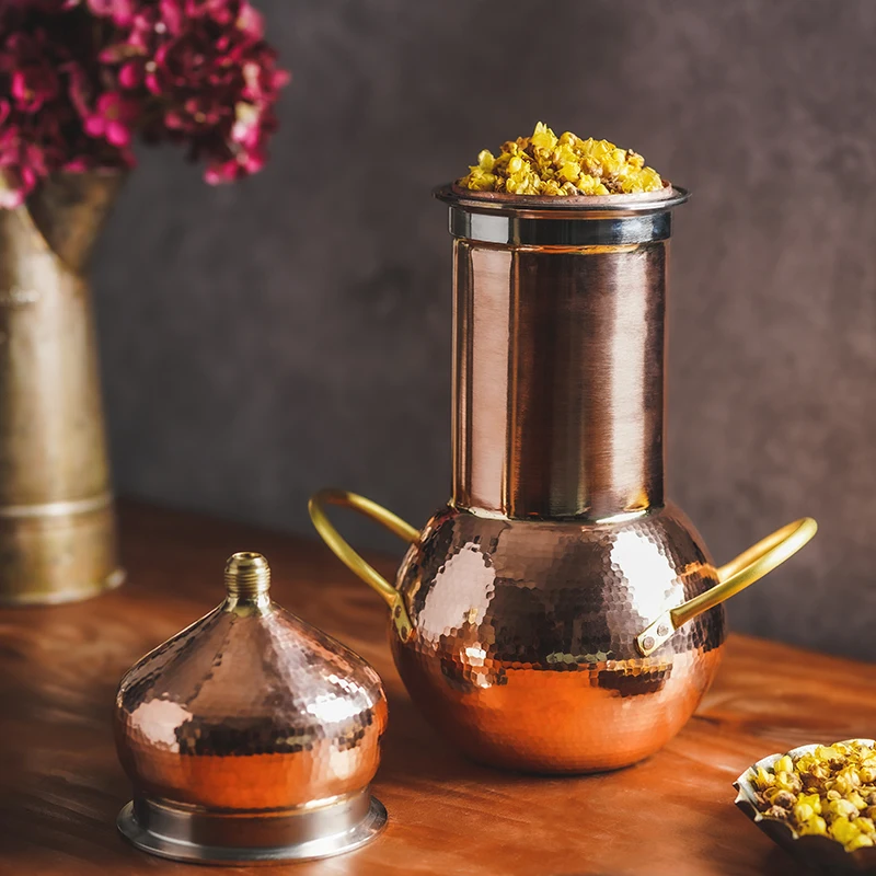 Чистый дистиллятор росы Ручной Работы Медный небольшой свежий цветок эфирное