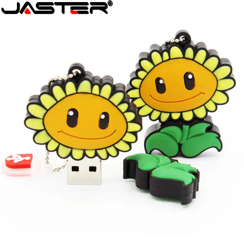 

JASTER cartoon sunflower USB flash drive plant and zombie style 4GB 8GB 16GB 32GB 64GB cute toy sunshine