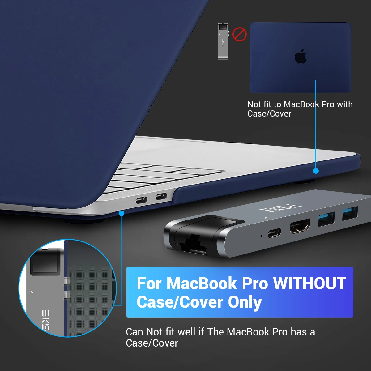 

EKSA 7 in 1 Mutil USB C Hub with Card Reader HDMI 4K USB 3.0 Port Thunderbolt 3 RJ45 1000M Adapter For Macbook Pro Type C Hub