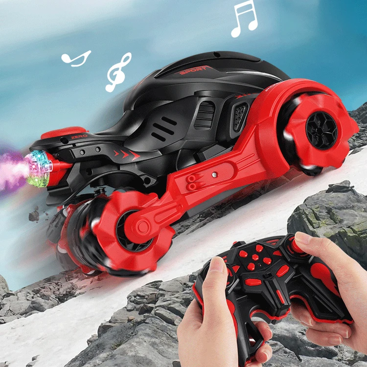 

Remote Control Motorcycle Toy 2.4Ghz RC High Speed Cross Motorbike Spinning Drift Stunt Vehicle Toy with Lights and Sound Boys