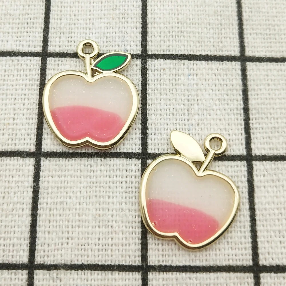

10pcs enamel apple charm jewelry accessories earring pendant bracelet necklace charms zinc alloy diy finding 18x22mm