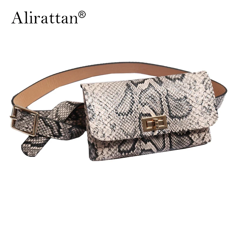 

Alirattan Women Snake Waist Bag Fanny Pack Belt Bag Ladies luxury Brand 2022 New Winter Hight Quality Drop Shipping H102