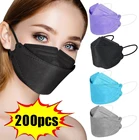 10-200 шт. KN95 маски черные FFP2 ce сертифицированные mascarillas fpp2 4-слойная безопасная дышащая маска ffp2 многоразовая маска для рта