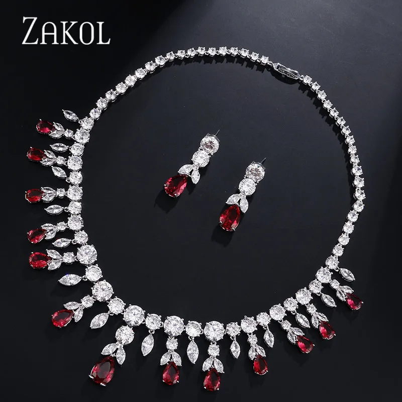 ZAKOL сверкающие прозрачный в форме капли воды серьги с кубическим цирконием