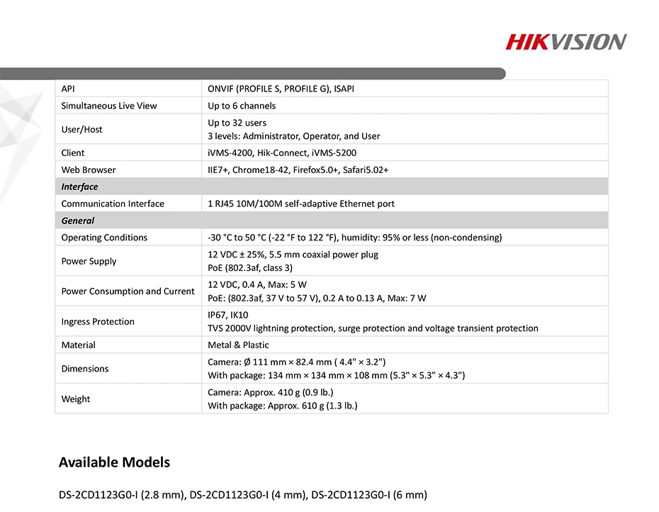 Hikvision IP камера DS-2CD1123G0-I CCTV камера Замена DS-2CD2125F-IS 2MP мини купольная уличная камера POE IP67