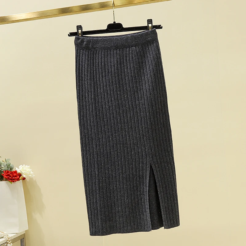 Heliar Женская трикотажная миди-юбка осенняя юбка с высокой талией шерстяная