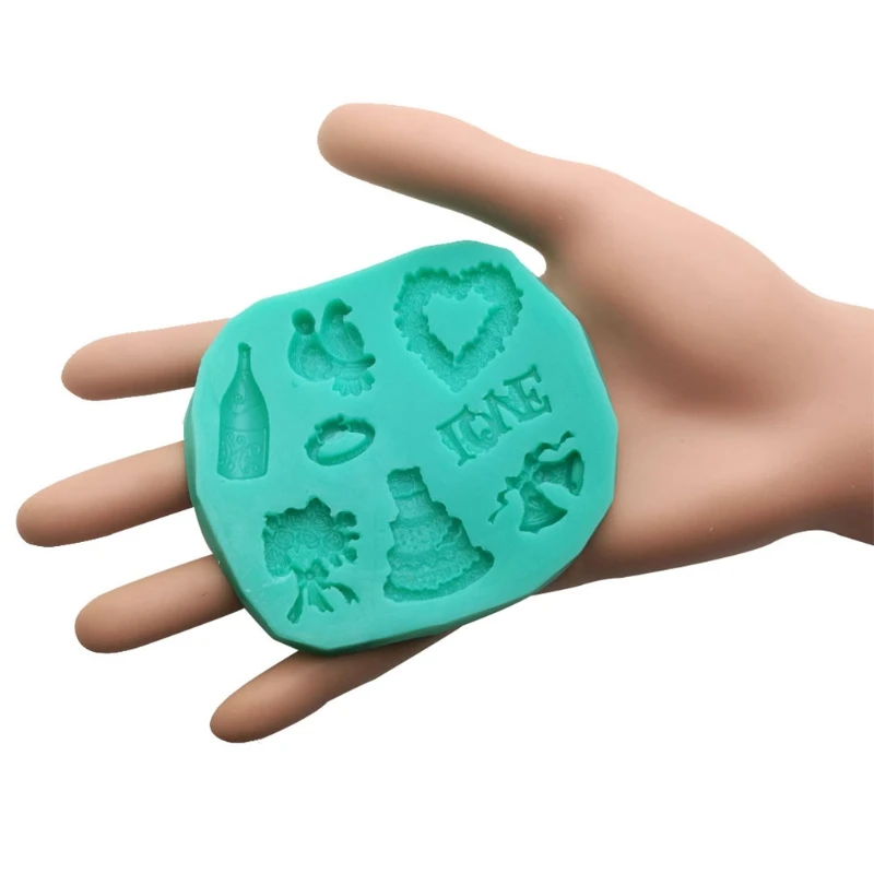 

3D Heart Rose Shaped Fondant Mold Embossed Love Garland Mould for Wedding Valent
