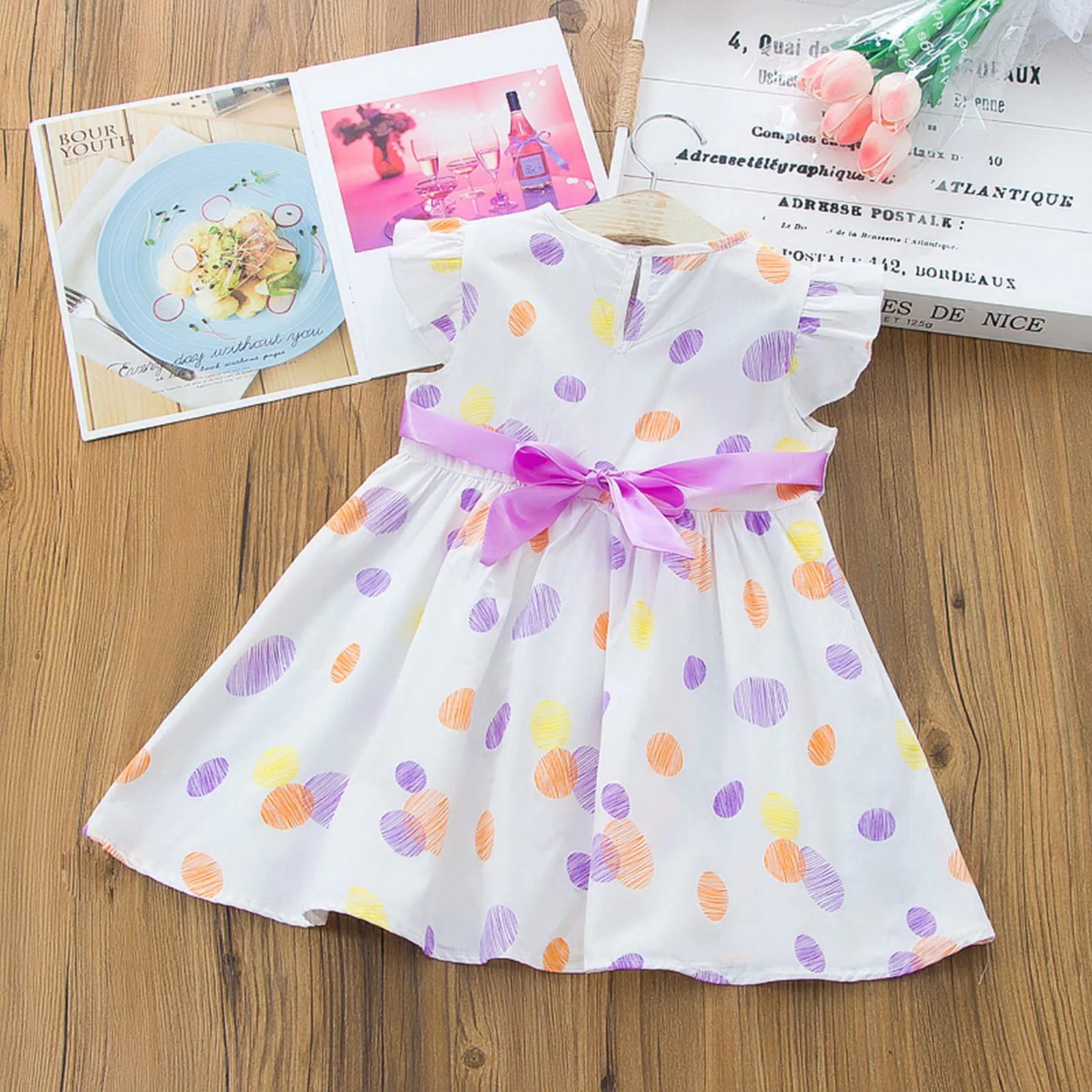 

Toddler Kids Baby Girls Casual Bowknot Polka Dot Print Dress Party Princess
