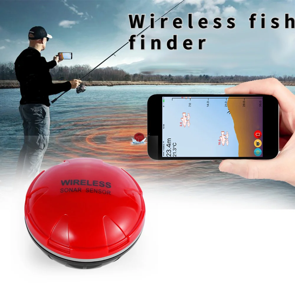 Enlarge 30m Depth Underwater Wireless Sonar Fish Finder Echo Sounder Phone Bluetooth Smart Visual HD Sonar Fishing Measure Fishfinder