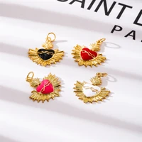 colorful enamel angel wings heart copper charms for jewelry making accessories diy necklace earrings bracelet
