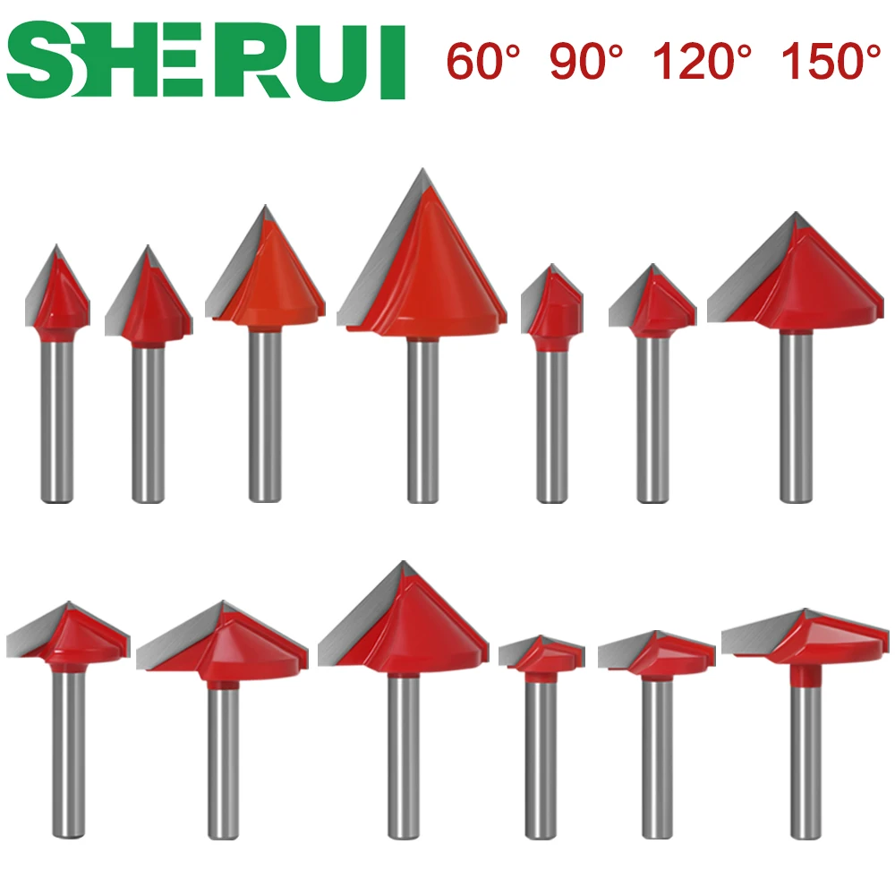 6 мм V Bit 1PCS ЧПУ твердосплавная Концевая фреза деревообрабатывающий резак из