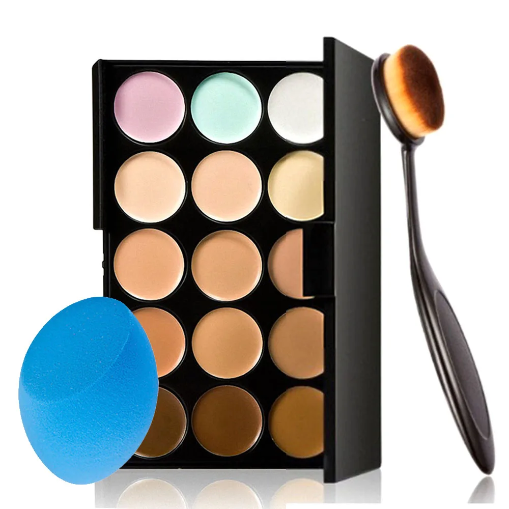 

Concealer+Foundation brush Makeup set Kit Cream Based Professional Contour Palette Make up Set Pro Palette brush Sponge Puff