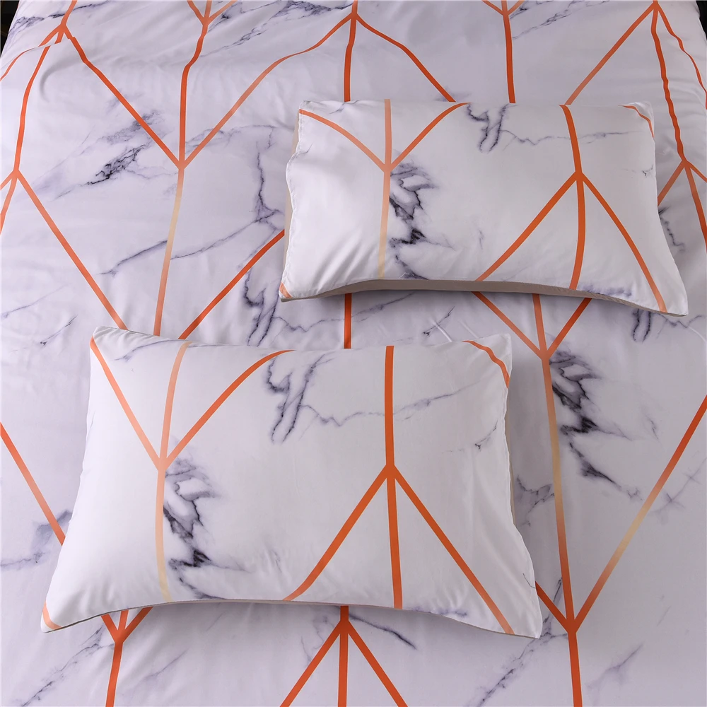 Модный простой комплект постельного белья из белого мрамора Комплект в