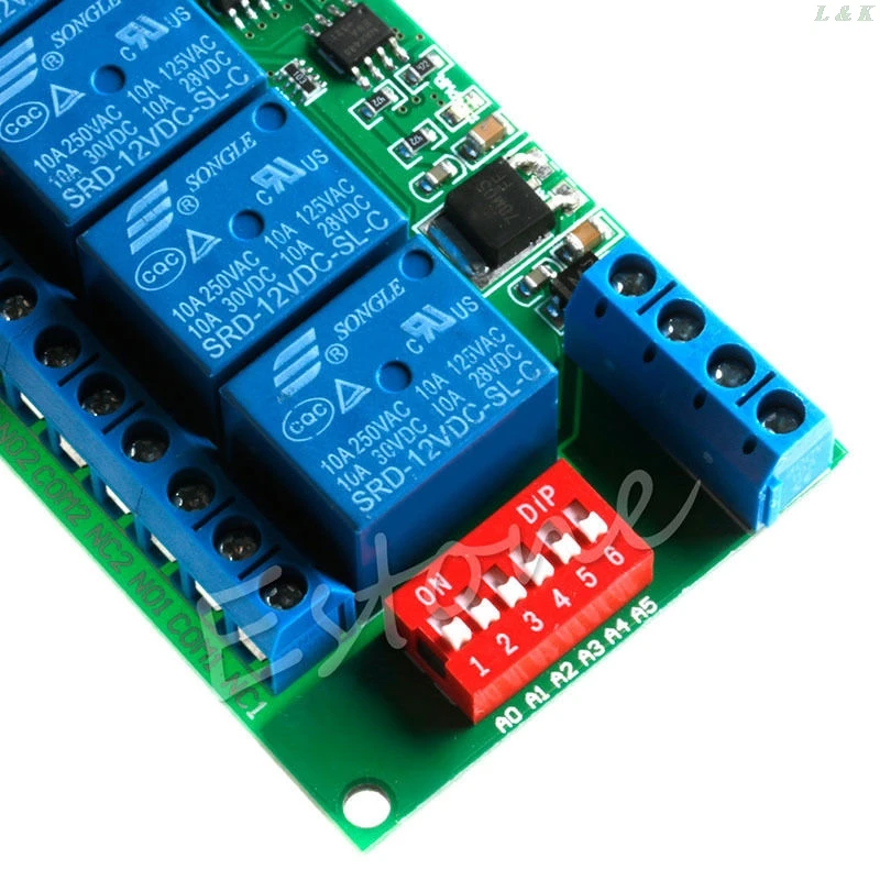 12 В RS485 Реле 4CH Modbus RTU PC UART плата для PLC лампы LED PTZ управление камерой | Обустройство
