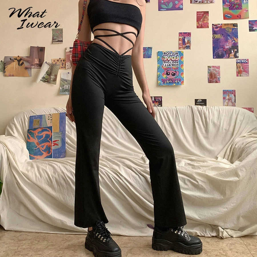 

Women Casual Fashion Straight Pants Thin High Waist Slim Knitted Streetwear Femme Bottoms Lady Elastic Trousers 2020 New