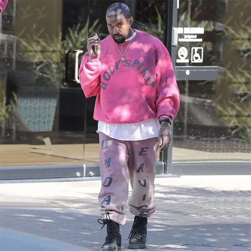 

Brown / White Sunday Service Sweat Pants Hip Hop Kanye West Holy Spirit Men Pants CPfm Unisex Tie-Dye Cotton Jogging Pants