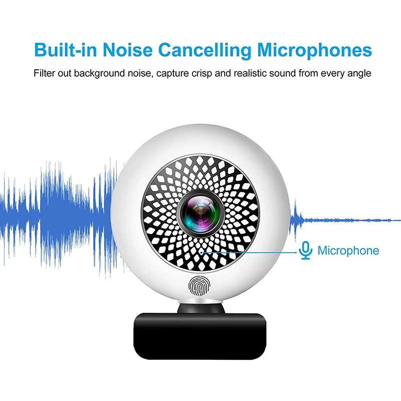 

Web Cameras for Computers,2K Ultra HD Webcam with Microphone, PC Webcam with Ring Light, Autofocus USB Webcam