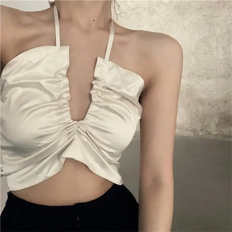 

New Vintage sleeveless v-neck sling Camis women Sexy crop top summer Slim Halter short camisole top club Female Clothing Tanks
