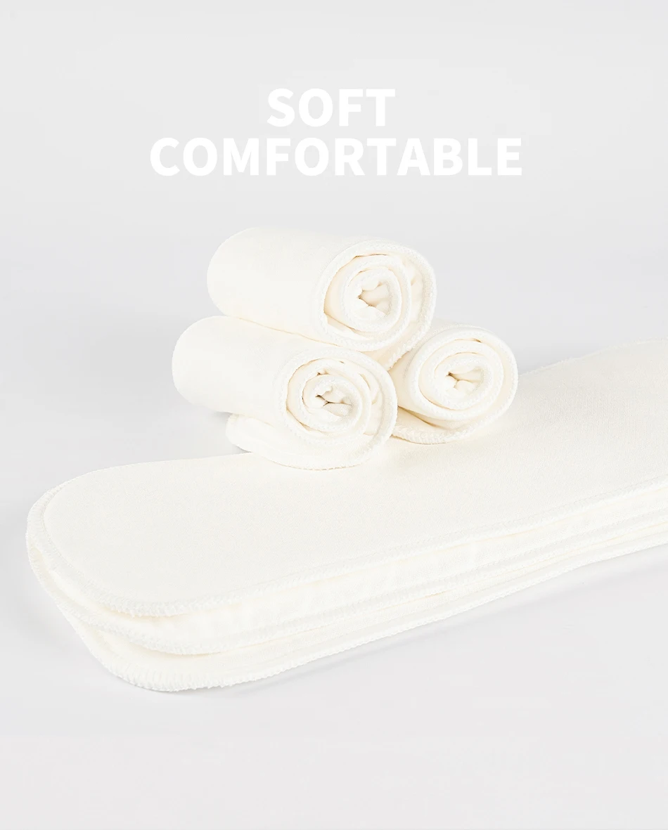 Elinfant-10 piezas de algod&oacute;n de bamb&uacute; con 2 capas de microfibra, supersuave, absorbente, 35x13,5 cm, inserto de pa&ntilde;al de tela-5