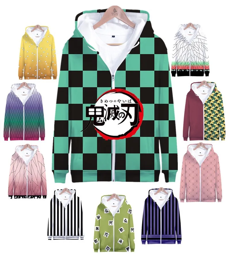 

Мужской свитшот на молнии с цифровым 3D принтом, аниме клинок убийцы демонов, периферийное танджиро, серия COS, Хэллоуин