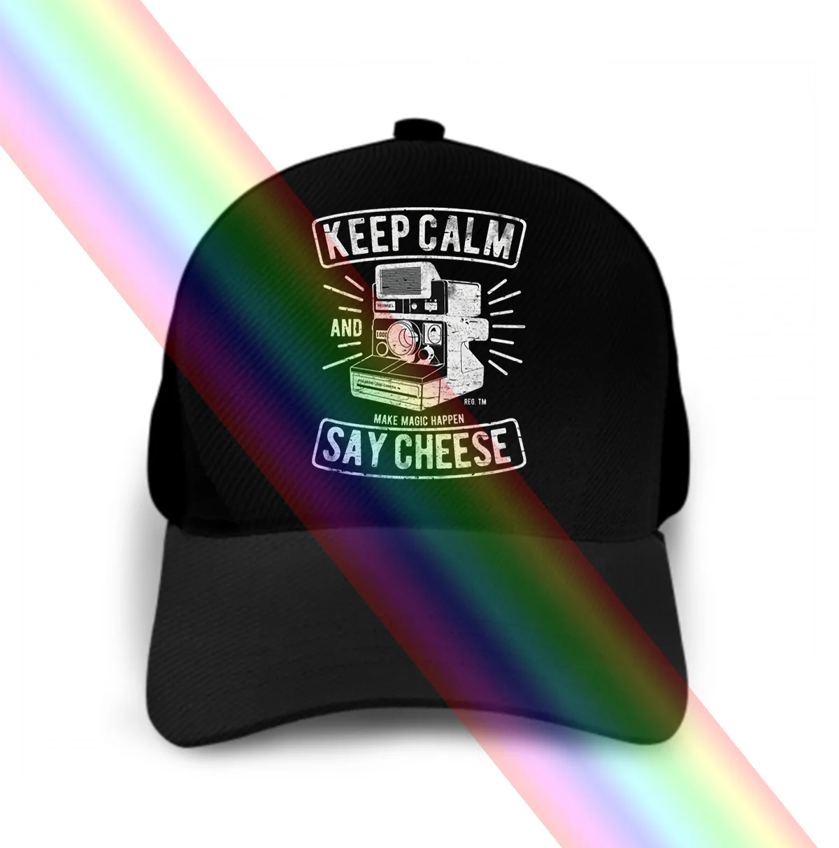 Шапка фотографа с надписью Keep Calm And Say Cheese Camera Polaroid|Мужские бейсболки| |
