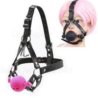 sex toys leather silicone hole ball harness bdsm slave open mouth gag bondage restraints fetish mask nose hook gag sm game