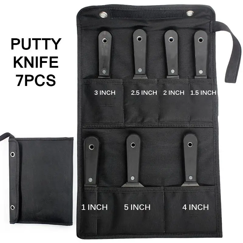 

7pcs Putty Knife Scraper Blade 1-5inch Wall Shovel Carbon Steel Plastic Handle Construction Tool Plastering Knife