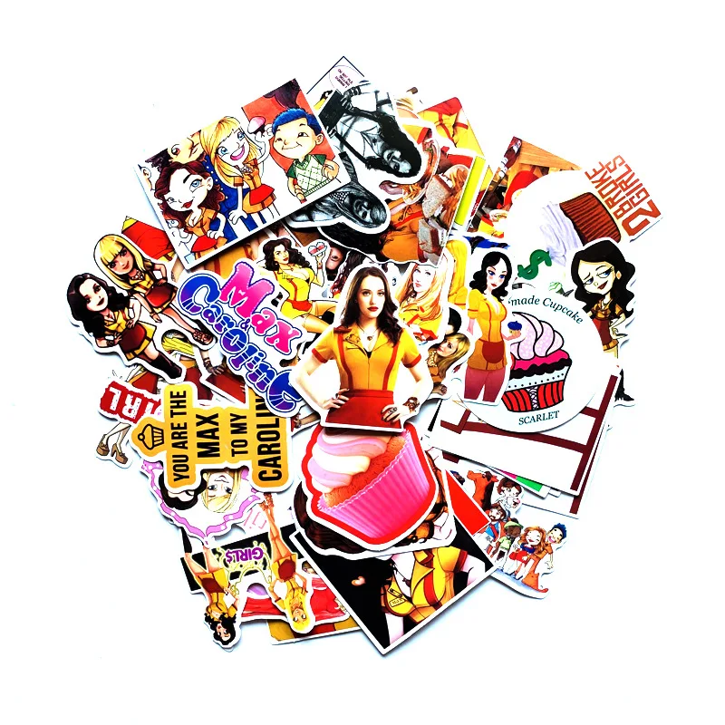 

50Pcs TV Series 2 Broke Girls Stickers For Suitcase Skateboard Laptop Luggage Fridge Phone Car Styling DIY Decal Sticker